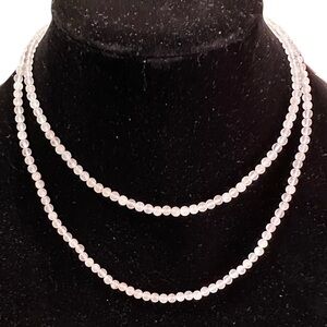 ROSE QUARTZ NATURAL BEADS 17 1/2” Long Necklace Soft Pink Elegance Delicate